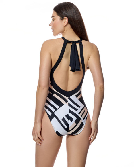 Bañador de mujer con cuello halter y apertura frontal