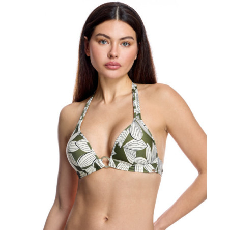 Top de bikini de mujer con copa de triángulo y detalle de anilla