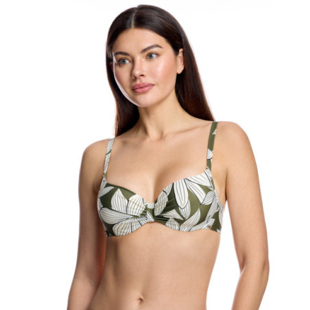 Top de bikini de mujer con aros y efecto drapeado