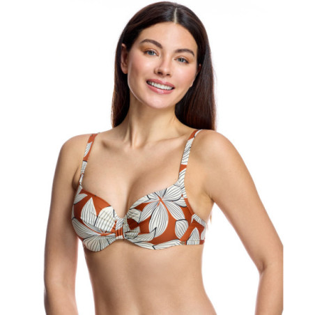 Top de bikini de mujer con aros y efecto drapeado
