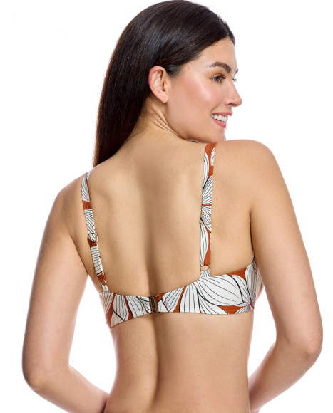 Top de bikini de mujer con escote redondo y anilla central