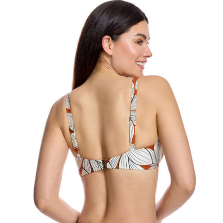 Top de bikini de mujer con escote redondo y anilla central