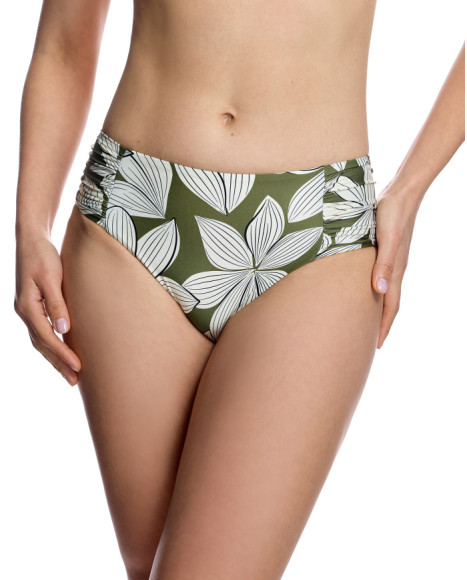 Braguita de bikini de mujer con laterales fruncidos y diseño floral