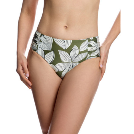 Braguita de bikini de mujer con laterales fruncidos y diseño floral