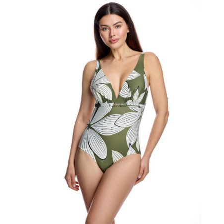 Bañador de mujer con escote en pico y diseño floral