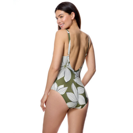Bañador de mujer con escote en pico y diseño floral