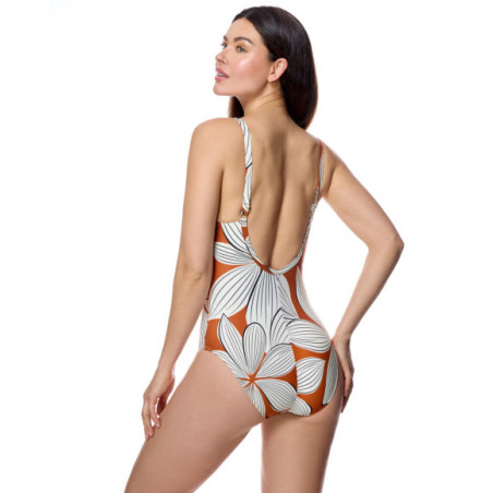 Bañador de mujer con escote en pico y diseño floral