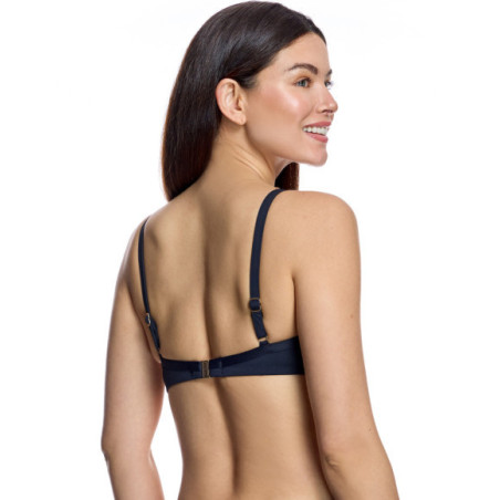 Top de bikini de mujer con copas preformadas y detalle de nudo central