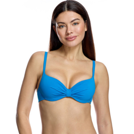 Top de bikini de mujer con copas preformadas y detalle de nudo central