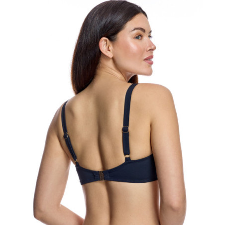 Top de bikini de mujer con aros y detalle de anilla central