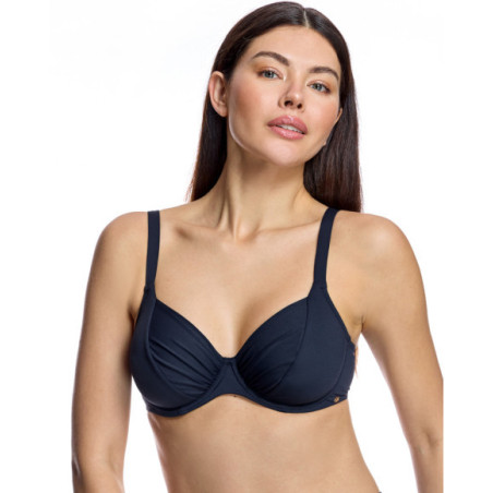 Top de bikini de mujer con aros y copas drapeadas