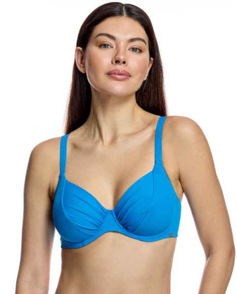 Top de bikini de mujer con aros y copas drapeadas