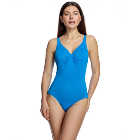 Bañador de mujer con escote en pico y detalle drapeado central