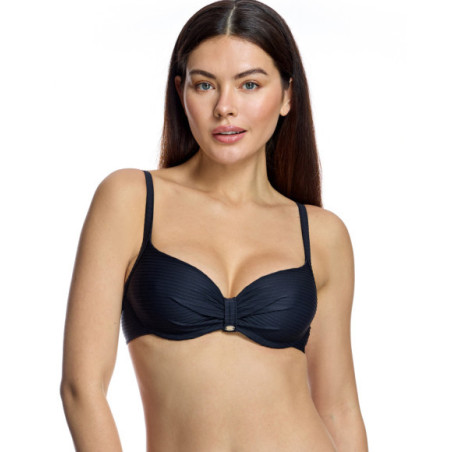 Top de bikini de mujer con aros y efecto drapeado central