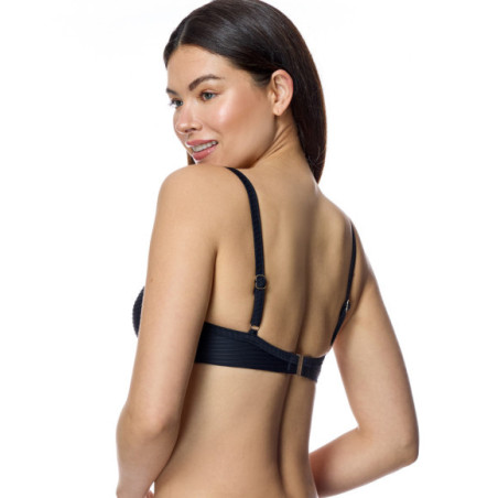 Top de bikini de mujer con aros y efecto drapeado central