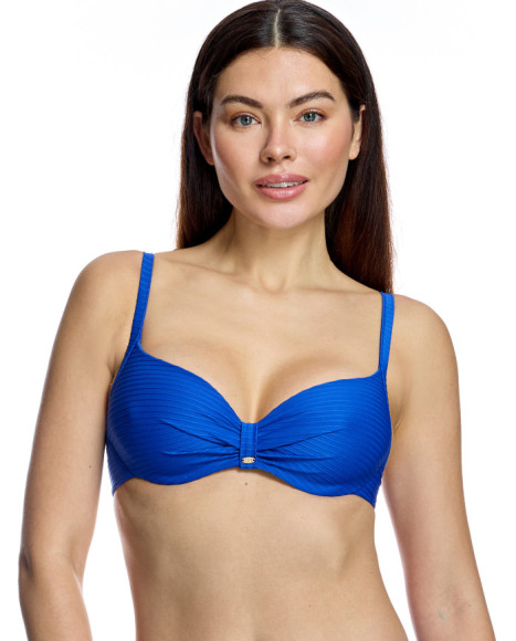 Top de bikini de mujer con aros y efecto drapeado central