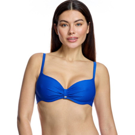 Top de bikini de mujer con aros y efecto drapeado central